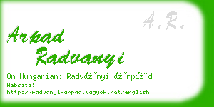 arpad radvanyi business card